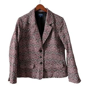 Pendleton 100% Virgin Wool Ikat Geometric Print Blazer